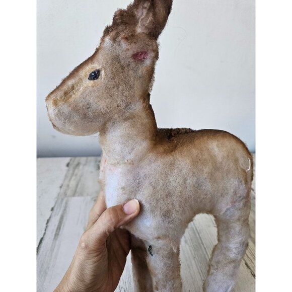 Antique deer reindeer Xmas decor standing statue figurine - Picture 10 of 13